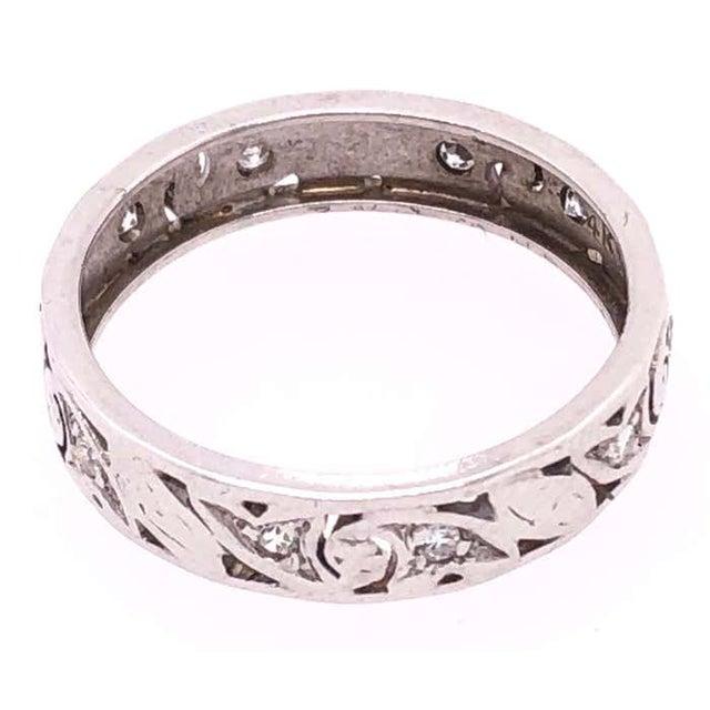 14 Karat White Gold Scroll Design Eternity Diamond Band Ring For Sale In New York - Image 6 of 8