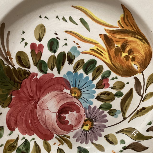 Vintage Italian Artisan Ceramics Pottery Hand Painted Majolica Wall Plate Signed Mota Este For Sale In Chicago - Image 6 of 12