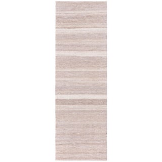 Doris Leslie Blau Vintage Striped Warm Tan With Light Beige Hand-Knotted Runner For Sale
