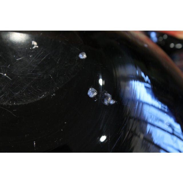 Vintage Black Murano Attributed Glass Centerpiece Bowl With Pastel Tutti Frutti Pieces and Silver Foil For Sale In Tulsa - Image 6 of 7