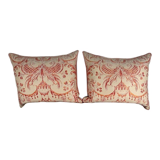 Pair of Decorative Pillows by Mariano Fortuny, Cotton and Linen, Italy For Sale