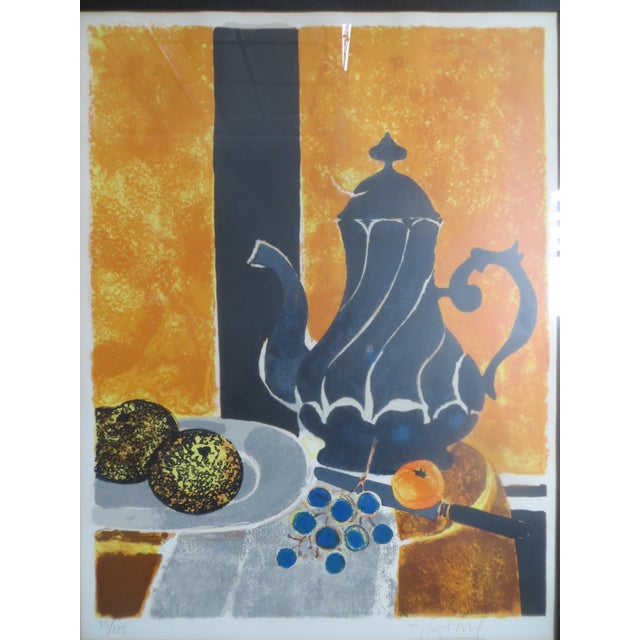 Cubism Mid 20th Century Lithograph Still Life After Yves Ganne Signed and Numbered 84/275 For Sale - Image 3 of 5