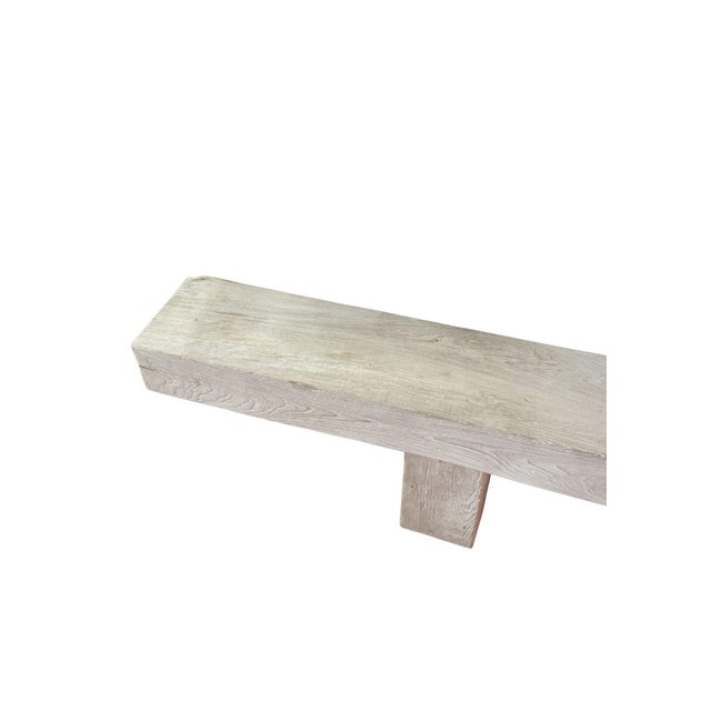 Monumental Teak Wood Bench, Modern Organic, Bleached Finish For Sale - Image 9 of 10