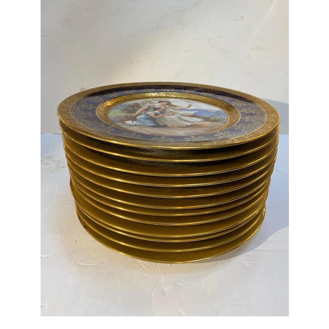 1920s Porcelain Allegorical Scene Plates - Set of 12 For Sale - Image 5 of 13