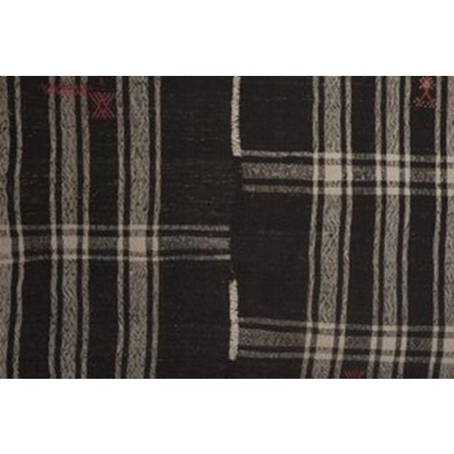 Textile Black and White Striped Kilim Rug in Goat Hair For Sale - Image 7 of 11