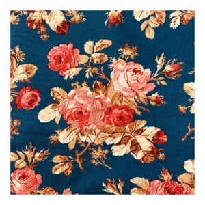 Designer P Kaufmann Waverly Blue Green Pink Red Cabbage Rose Floral Bouquet Fabric Sample