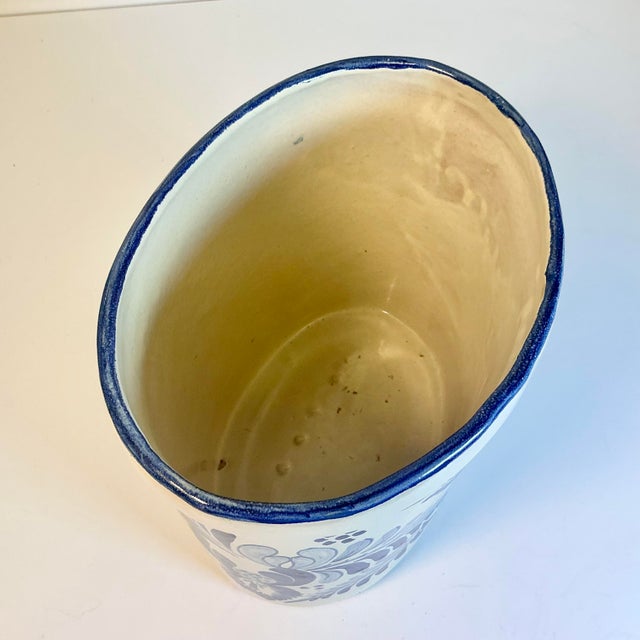 Early 1900s Antique Boho Chic Rustic European Faience Delft Crock Vessel. For Sale - Image 4 of 13