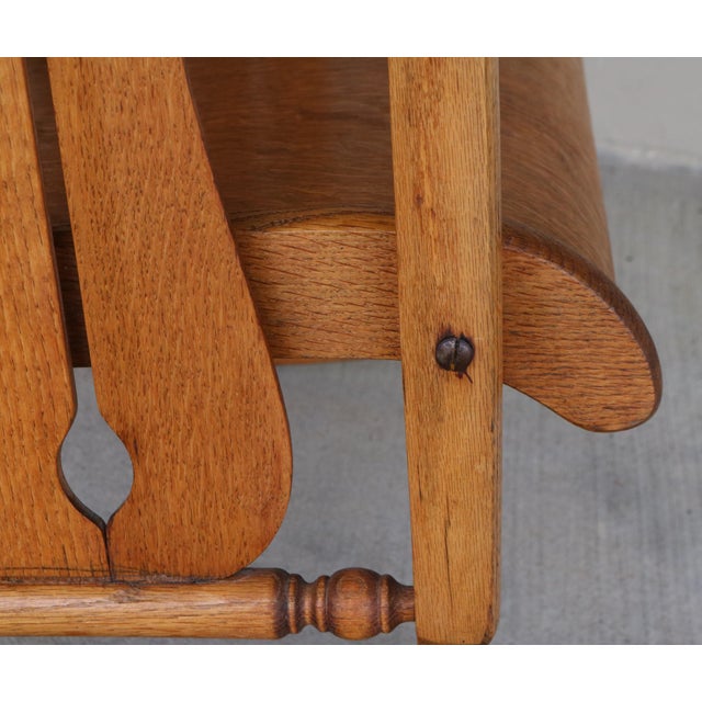 Brown Antique Arts and Crafts Tiger Oak Rocking Chair For Sale - Image 8 of 16