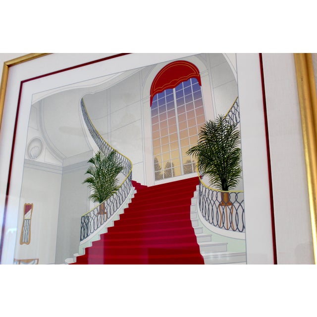 Fanch Ledan Limited Edition Serigraph “Le Grand Escalier Rouge” – Pencil Signed, Framed For Sale In Naples, FL - Image 6 of 10