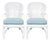 Lacquered Rattan Fan Back Chairs Blue Cushions For Sale