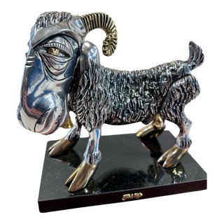 Frank Meisler “Ephraim the Goat” Limited Edition Signed Kinetic Sculpture on Marble For Sale