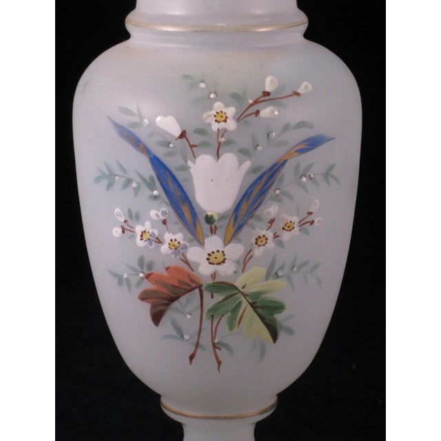 Victorian Late 19th Century Glass Vase Bristol Type Hand Painted Enameled Flowers For Sale - Image 3 of 12