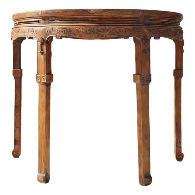 19th Century Carved Half-Moon Table For Sale