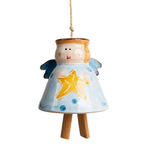 Handpainted Star Angel Ceramic Bell