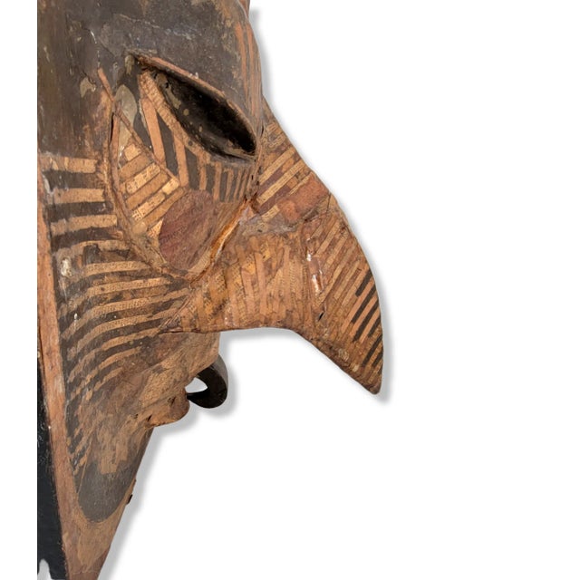 Hand Made Paper Mache Tribal Bird Mask Sculpture Folk Art For Sale - Image 9 of 13