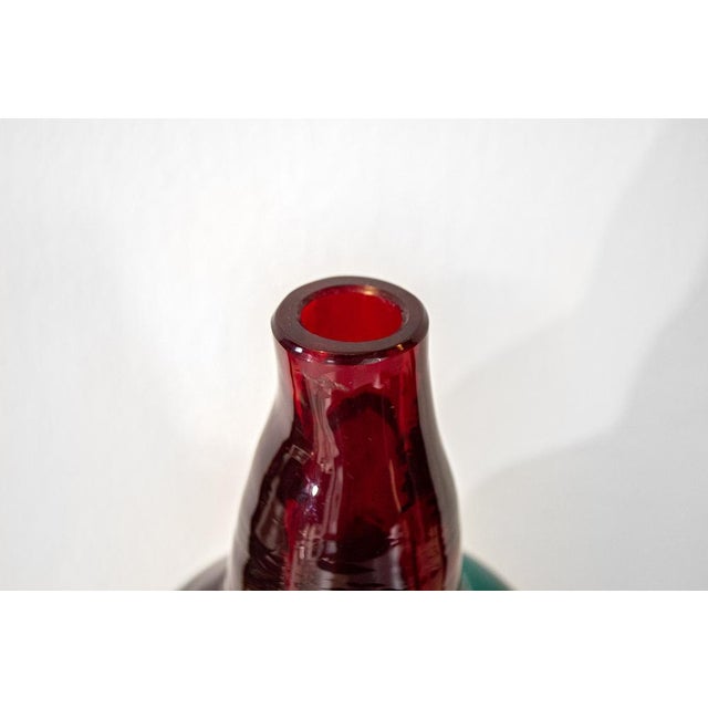Murano glass vase with colored horizontal bands. Designer Fulvio Bianconi Manufacturer Venini 1950s This piece has an...