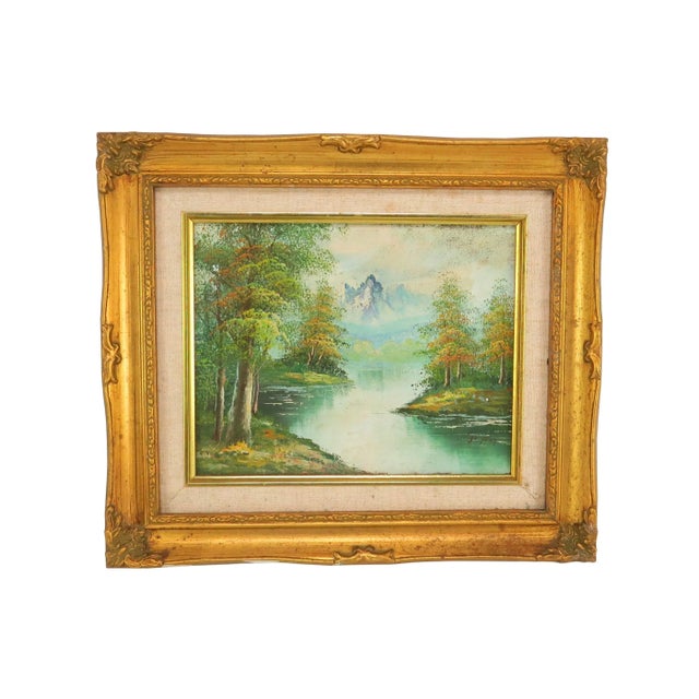 Vintage Oil on Board Realism Landscape in Gilt Frame - Artist Signed For Sale - Image 10 of 10