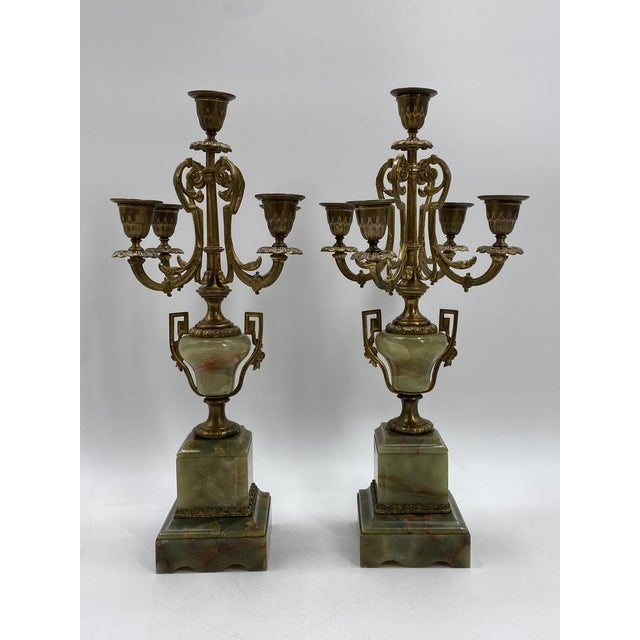 Mantel Set in Onyx, France, 1920, Set of 3 For Sale - Image 16 of 18