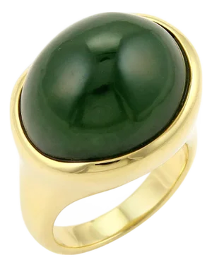 Tiffany & Co. Peretti Cabochon Green Jade 18k Yellow Gold Ring - Size 7