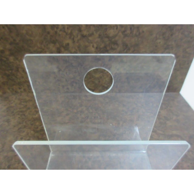 Mid-Century Modern Vintage Mid Century Lucite Ghost Magazine Rack For Sale - Image 3 of 9