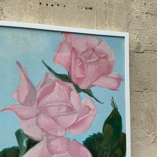Vintage Boho Floral Original Oil Painting on Canvas For Sale In West Palm - Image 6 of 6