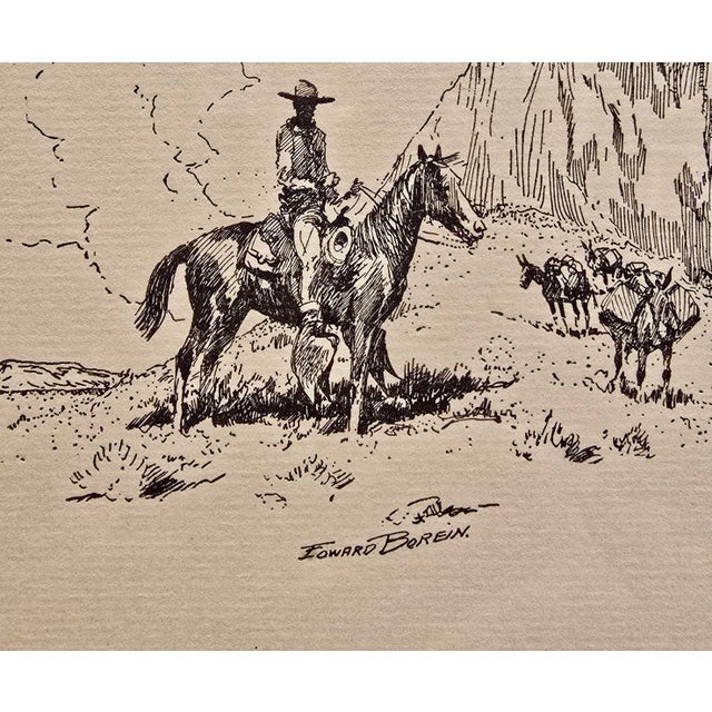 Edward Borein 1928 Original Western Holiday Card Etching For Sale In Los Angeles - Image 6 of 9