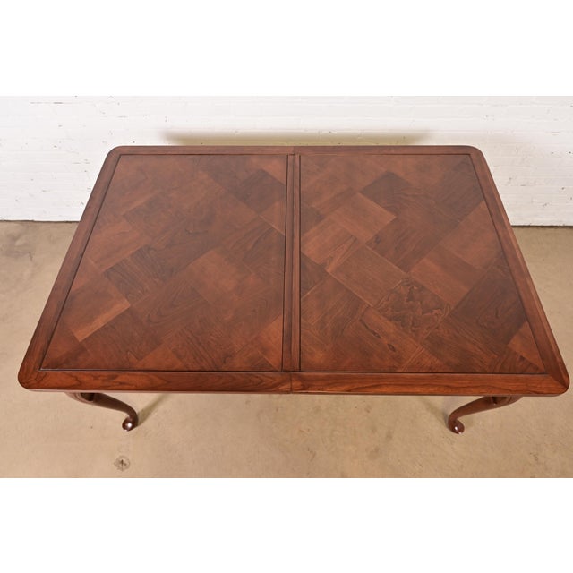 Harden Furniture Queen Anne Solid Cherry Wood Parquet Top Extension Dining Table, Newly Refinished For Sale - Image 9 of 16