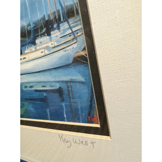 Late 20th Century “Key West Marine” Contemporary Nautical Framed & Signed For Sale - Image 5 of 7