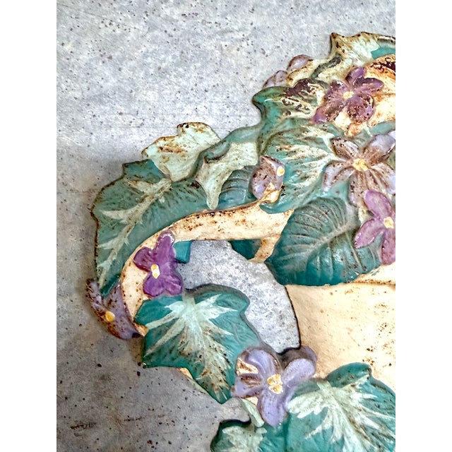 Vintage Iron Floral Urn Doorstop For Sale - Image 4 of 6