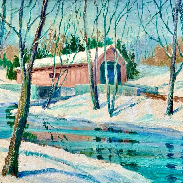 Mid 20th Century Pennsylvania American Impressionist Pennsylvania Winter Landscape by Myrtle Kerr Conaway For Sale - Image 4 of 10
