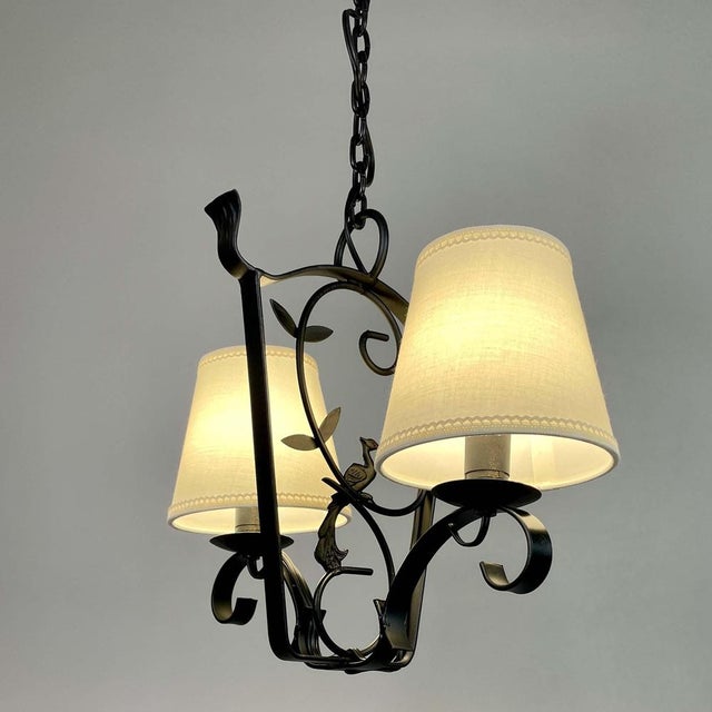 Art Deco Wrought Iron Pendant from Bjerkas Armatur, Sweden, 1930s-1940s For Sale - Image 4 of 18