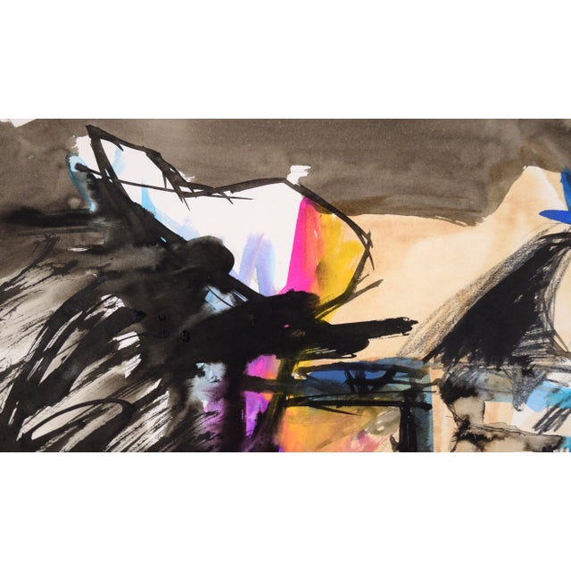 Spirit With Horns - Abstracted Figurative Composition in Acrylic on Paper by Michael William Eggleston For Sale In Monterey, CA - Image 6 of 9