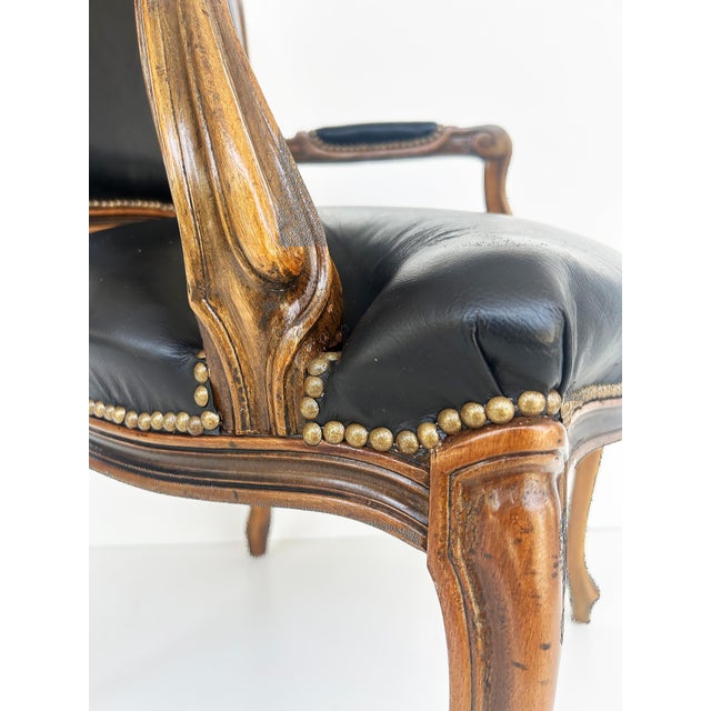Vintage Italian Chateau d'Ax Leather Armchairs With Brass Nailhead Details, Pair For Sale - Image 9 of 12