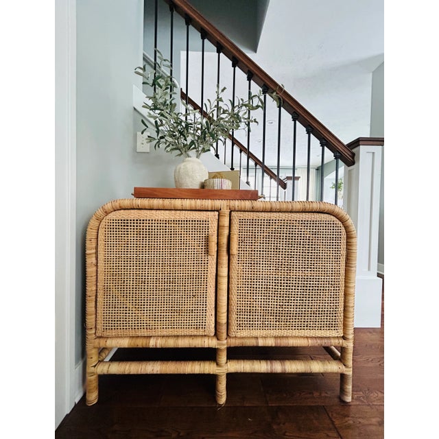 Natural Rattan Waterfall Sideboard Attributed to Jamie Young For Sale - Image 11 of 12