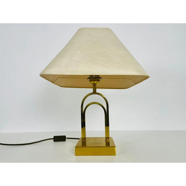 Mid Century Solid Brass and Fabric Shade Table Lamp, 1960s For Sale - Image 9 of 12