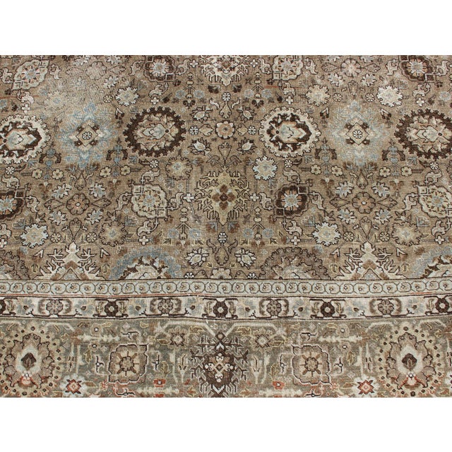 Antique Persian Tabriz Rug in Mocha, Camel, Brown, Gray and Light Blue 9'3 X 13 For Sale - Image 10 of 14