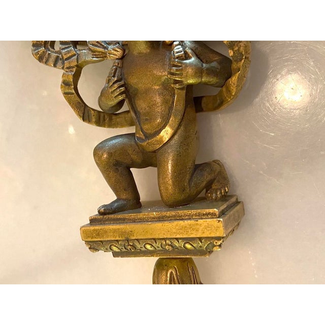 Bronze 19thC French Neoclassical Bronze Gold Vanity Hand Mirror 1pc For Sale - Image 8 of 12