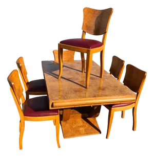 Art Deco Chairs and Table, 1930s, Set of 7