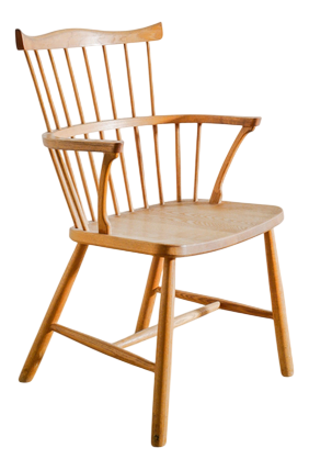 Danish Mid-Century Wooden 3250 Windsor Wingback Dining Office Chair by Børge Mogensen, 1960s