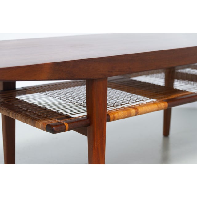 Danish Walnut and Cane Coffee Table by Anton Kildeberg, 1960s For Sale - Image 15 of 18