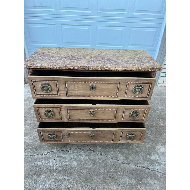 French 19th Century Louis XVI Bleached Walnut Marble Top Commode For Sale - Image 12 of 12