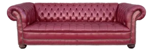 1980s Vintage Red Leather Chesterfield Sofa