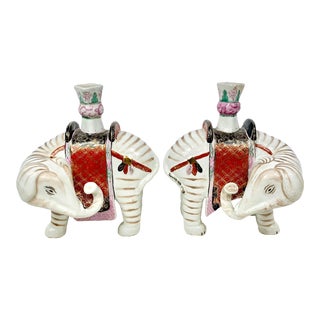 Vintage Mottahedeh Elephant Candle Holders-A Pair For Sale