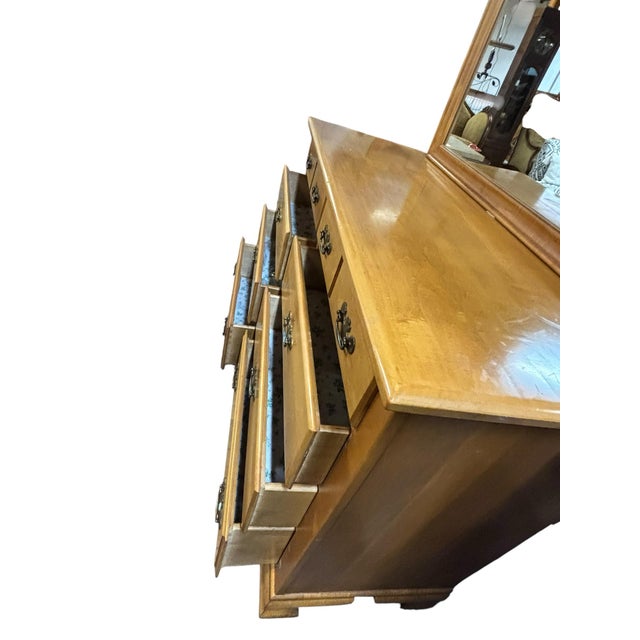 Camel Forest Solid Maple 9-Drawer Dresser With MirrorTraditional American For Sale - Image 8 of 10