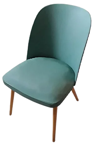 Vintage Chair with Rounded Green Synthetic Leather Back