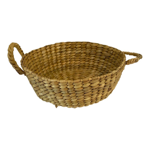 Vintage Straw Handled Basket Casserole Dish Holder For Sale