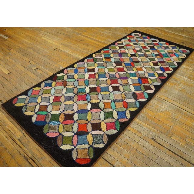 Antique American Hooked Rug. Size: 3'7" x 8'9". Hallway Runner Rugs (3.07ft x 8.09ft), Country of Origin: American USA...