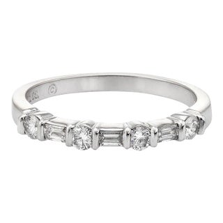 Mid 20th Century Tiffany & Co Diamond Band Vintage Platinum Ring Half Hoop Mixed Cuts size 7 For Sale