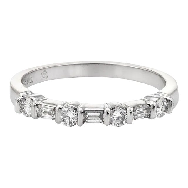 Mid 20th Century Tiffany & Co Diamond Band Vintage Platinum Ring Half Hoop Mixed Cuts size 7 For Sale