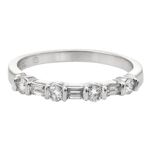 Mid 20th Century Tiffany & Co Diamond Band Vintage Platinum Ring Half Hoop Mixed Cuts size 7